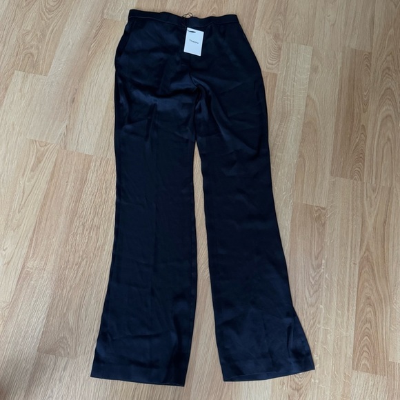 THEORY Slim Fit Crushed Satin Pull on Pants Nocturne Navy Size 8 NWT - Picture 3 of 8